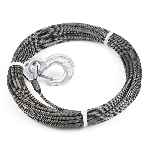 4.6 ton Wire Winch Cable with Winch Hook 8mm x 15 Meter