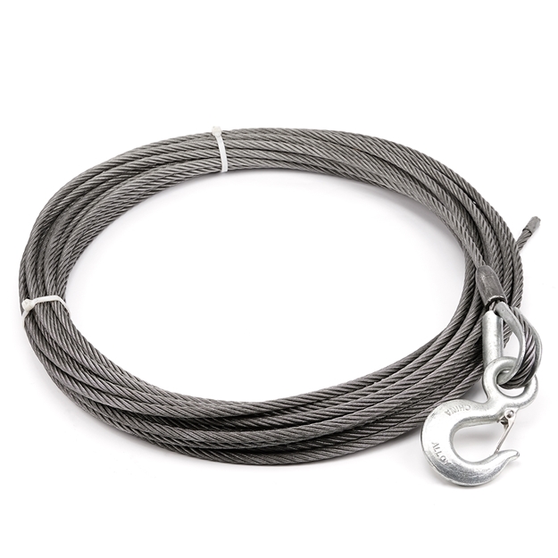 4.6 ton Wire Winch Cable with Winch Hook 8mm x 15 Meter
